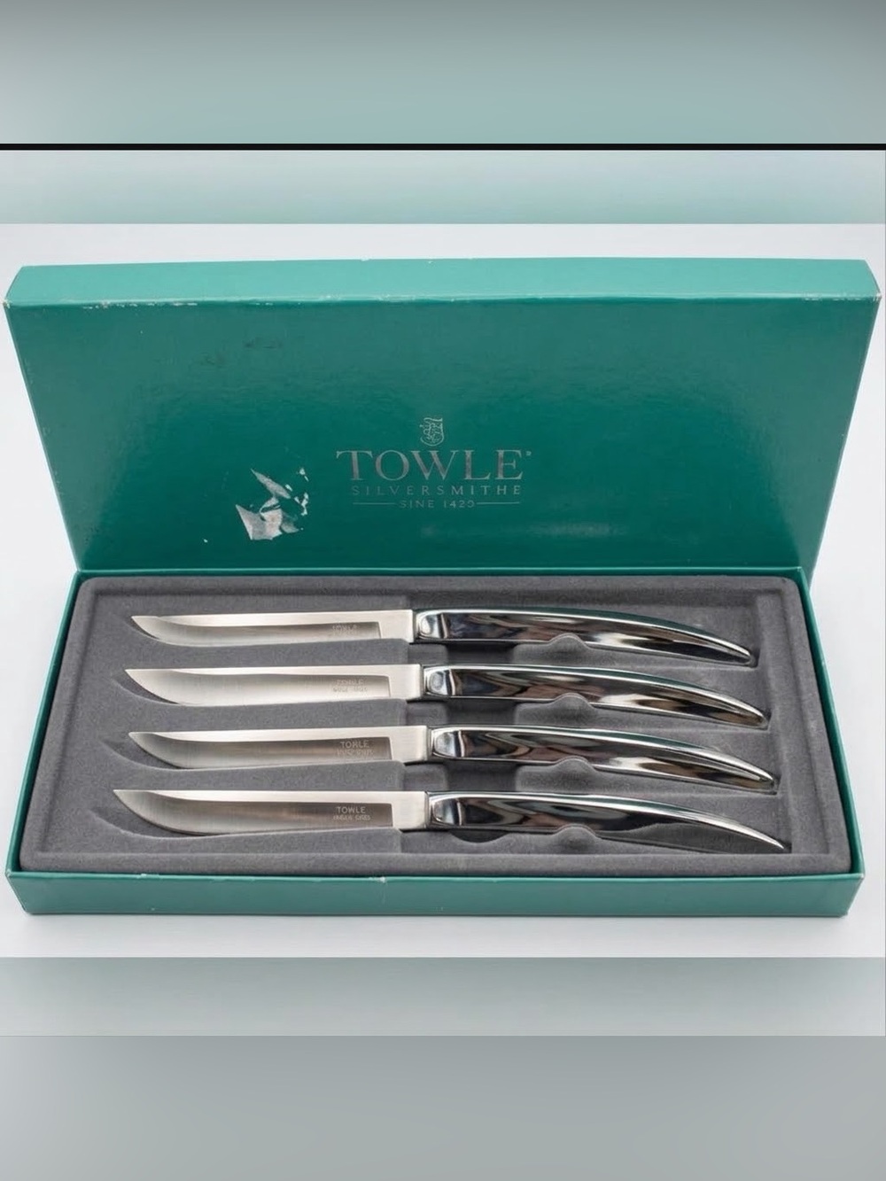 Vintage Towle Silversmiths QUALITY Stainless Steel Steak Knives Set of 4 US Made